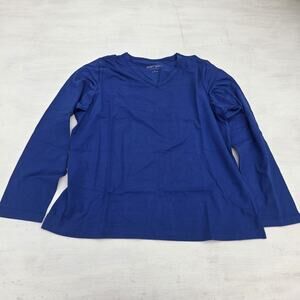 Sport Savvy Essentials Women's Blouse Blue Long Sleeve Size Large EUC